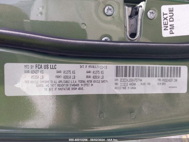 2C3CDXJG5KH757744 Dodge Charger Sxt Awd