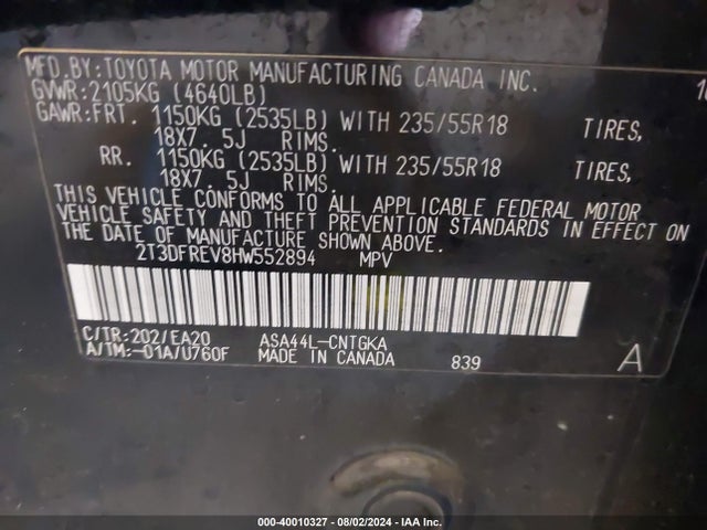 Toyota Rav4 Limited 2017 2T3DFREV8HW552894 Image 9