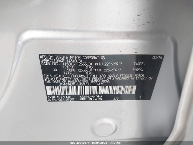 Toyota Rav4 Xle 2015 JTMRFREV1FD129705 Image 9