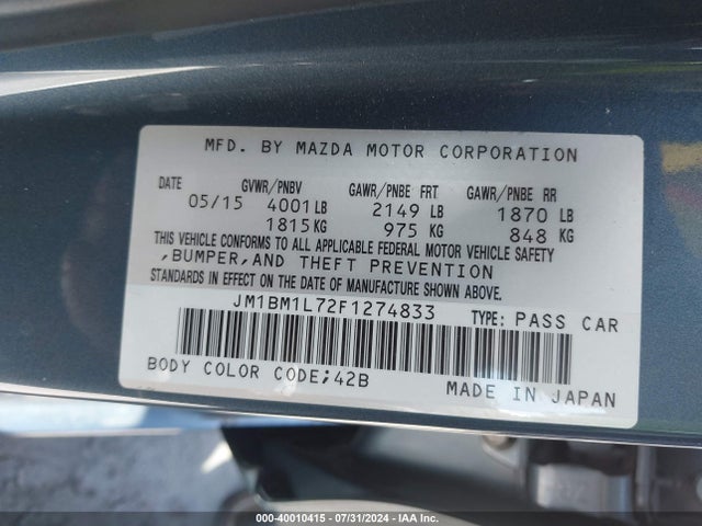 Mazda Mazda3 I Touring 2015 JM1BM1L72F1274833 Image 9