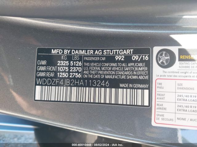 WDDZF4JB2HA113246 Mercedes-Benz E 300