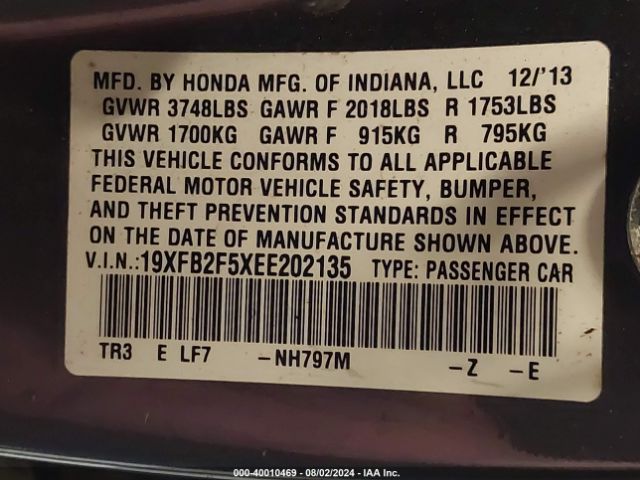 19XFB2F5XEE202135 Honda Civic Lx