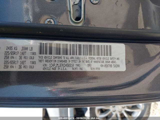 1C4PJMLB7KD458310 Jeep Cherokee Latitude Plus 4x4
