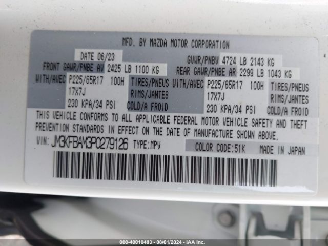 JM3KFBAM3P0279126 Mazda Cx-5 2.5 S