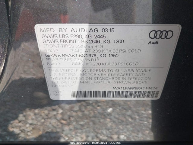 WA1LFAFP6FA114474 Audi Q5 2.0t Premium