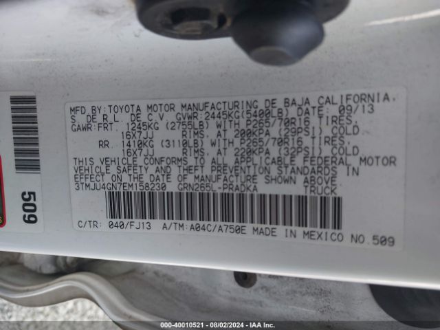 3TMJU4GN7EM158230 Toyota Tacoma Double Cab Prerunner