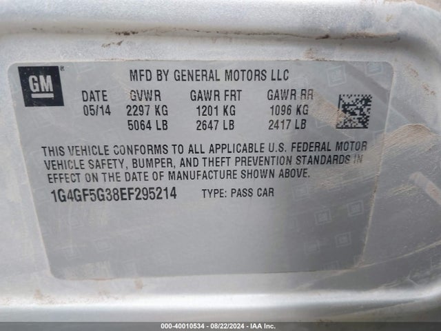 Buick Lacrosse Premium Ii Group 2014 1G4GF5G38EF295214 Image 9