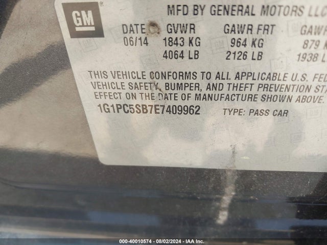 Chevrolet Cruze 1lt Auto 2014 1G1PC5SB7E7409962 Image 9