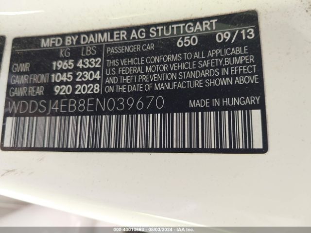 WDDSJ4EB8EN039670 Mercedes-Benz CLA 250