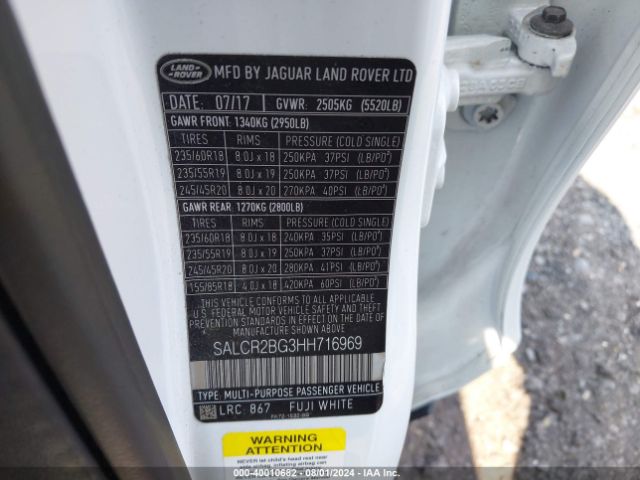 SALCR2BG3HH716969 Land Rover Discovery Sport Hse