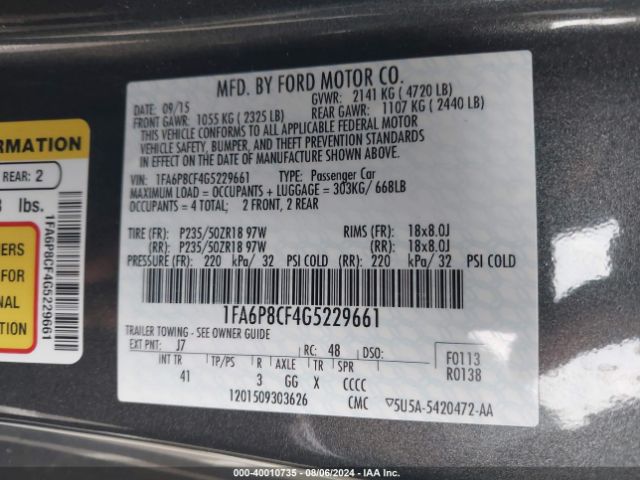 1FA6P8CF4G5229661 Ford Mustang Gt Premium