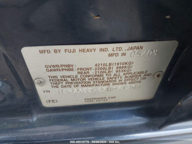 2005 SAAB 9-2X JF4GG22625H051394 Photo 8