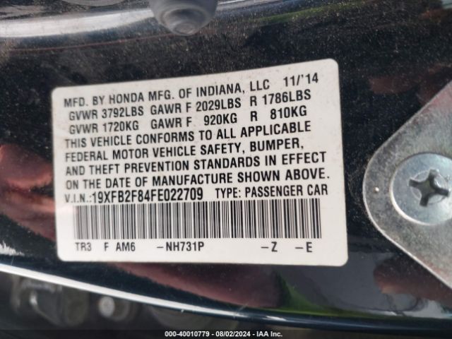 19XFB2F84FE022709 Honda CIVIC EX