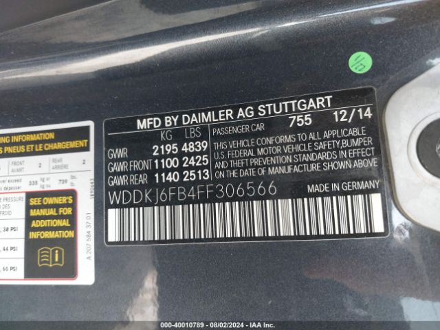 WDDKJ6FB4FF306566 Mercedes-Benz E 400