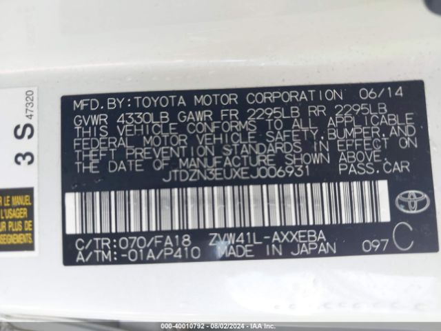 JTDZN3EUXEJ006931 Toyota Prius V Three