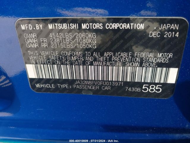 JA32W8FV0FU013971 Mitsubishi Lancer Evolution Gsr