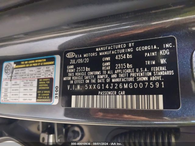 5XXG14J26MG007591 KIA K5 LXS