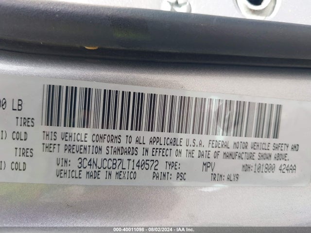 3C4NJCCB7LT140572 Jeep Compass Limited Fwd