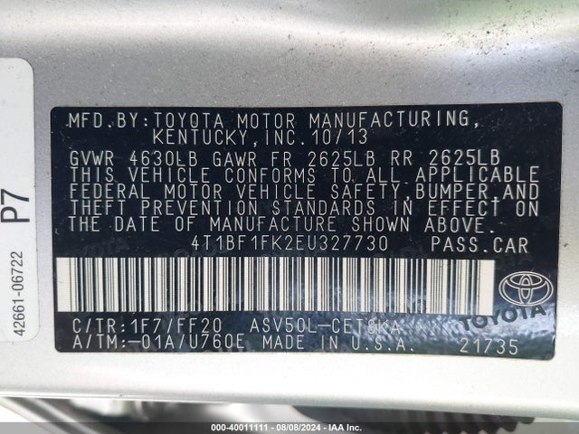 Toyota CAMRY SE 2014 4T1BF1FK2EU327730 Image 9
