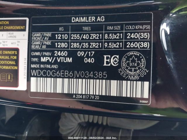 WDC0G6EB6JV034385 Mercedes-Benz Amg Glc 43 4matic