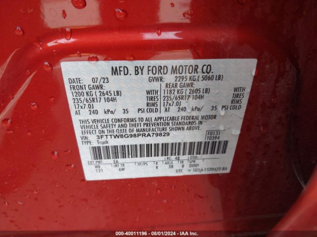 3FTTW8G98PRA79829 Ford Maverick Lariat