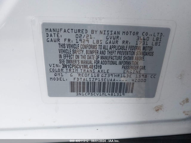 Nissan Kicks Sv Xtronic Cvt 2021 3N1CP5CV1ML481319 Image 9