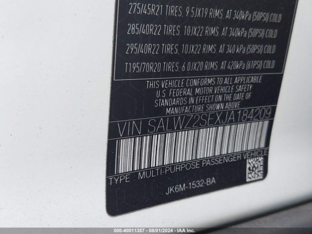 SALWZ2SEXJA184209 Land Rover Range Rover Sport Svr
