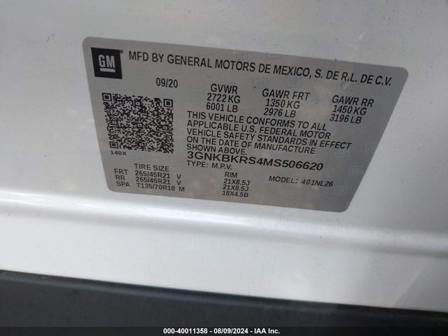 Chevrolet Blazer Awd Rs 2021 3GNKBKRS4MS506620 Image 9