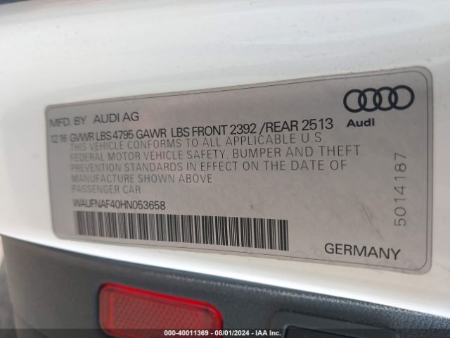 WAUFNAF40HN053658 Audi A4 2.0t Premium