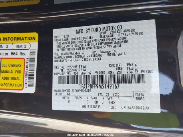 Ford Mustang Gt Premium 2021 1FATP8FF9M5149167 Image 9
