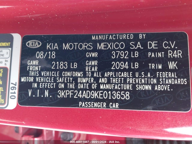 KIA Forte Lxs 2019 3KPF24AD9KE013658 Image 9