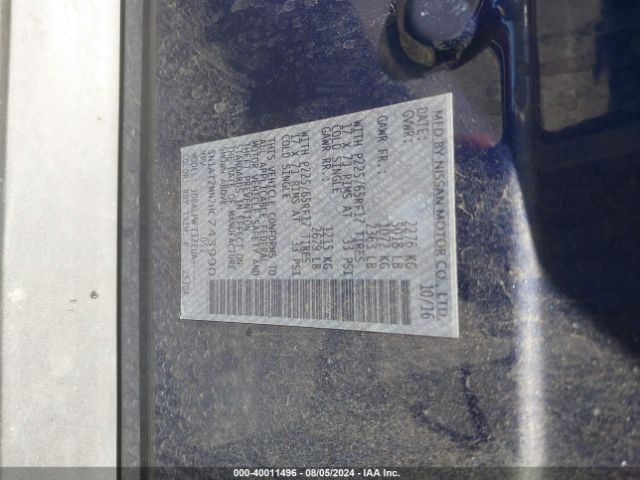 5N1AT2MN2HC743990 Nissan ROGUE S