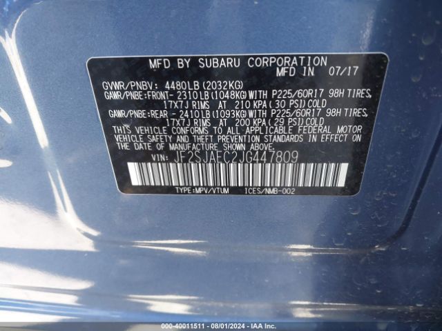 JF2SJAEC2JG447809 Subaru Forester 2.5i Premium