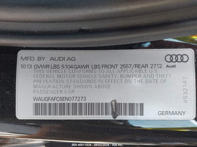 WAUGFAFC6EN077273 Audi A6 2.0t Premium