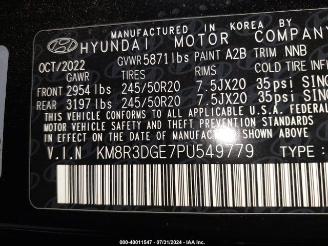 Hyundai Palisade Xrt 2023 KM8R3DGE7PU549779 Image 9