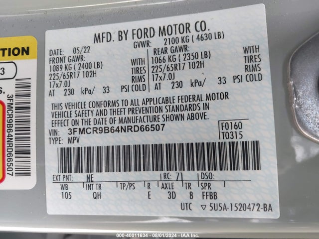 Ford Bronco Sport Big Bend 2022 3FMCR9B64NRD66507 Image 9