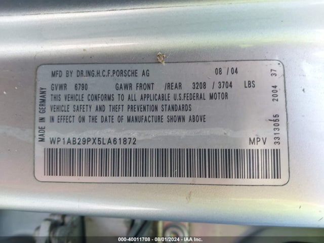 2005 PORSCHE CAYENNE WP1AB29PX5LA61872 Photo 8