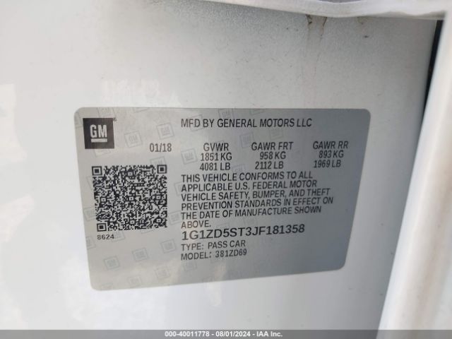 1G1ZD5ST3JF181358 Chevrolet MALIBU LT