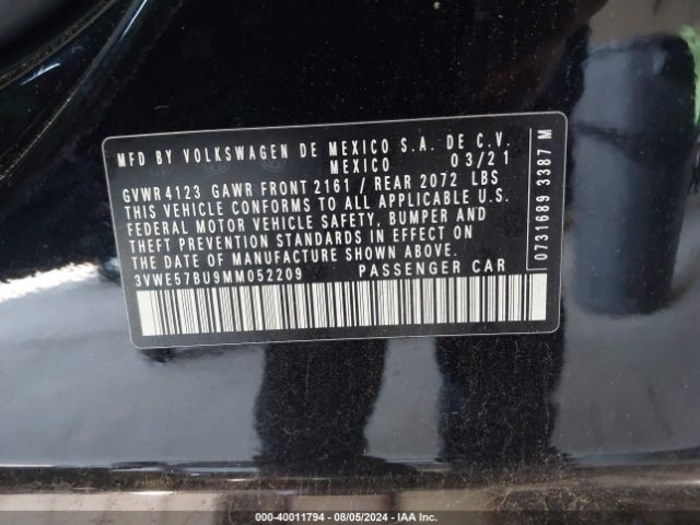 3VWE57BU9MM052209 Volkswagen Jetta 1.4t Sel