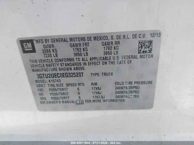 3GTU2UEC0EG325207 GMC Sierra 1500 Sle