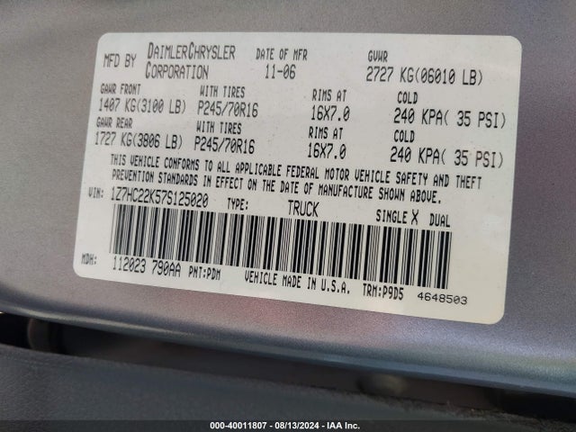2007 MITSUBISHI RAIDER 1Z7HC22K57S125020 Photo 8