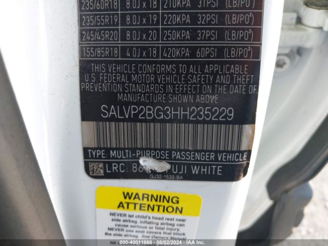 SALVP2BG3HH235229 Land Rover Range Rover Evoque Se/se Premium