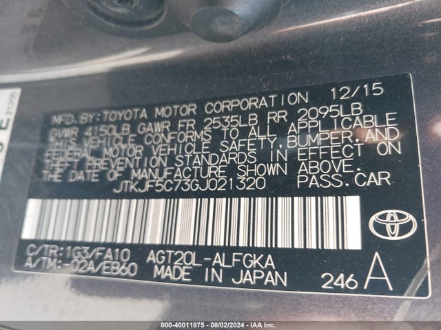 JTKJF5C73GJ021320 Scion TC