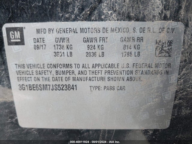 Chevrolet Cruze Lt Auto 2018 3G1BE6SM7JS523841 Image 9