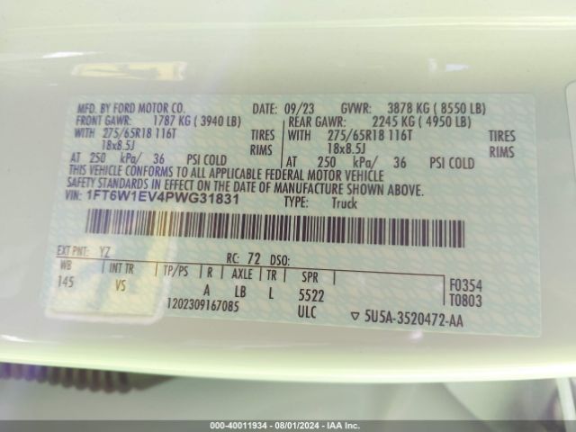 1FT6W1EV4PWG31831 Ford F-150 Lightning Pro