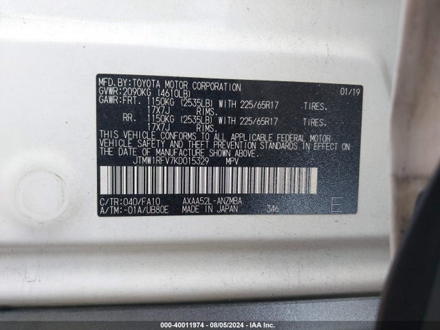 Toyota Rav4 Xle 2019 JTMW1RFV7KD015329 Image 9