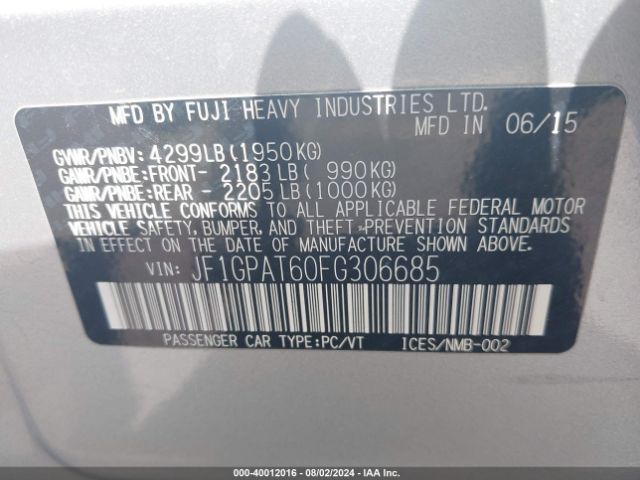 JF1GPAT60FG306685 Subaru Impreza 2.0i Sport Premium