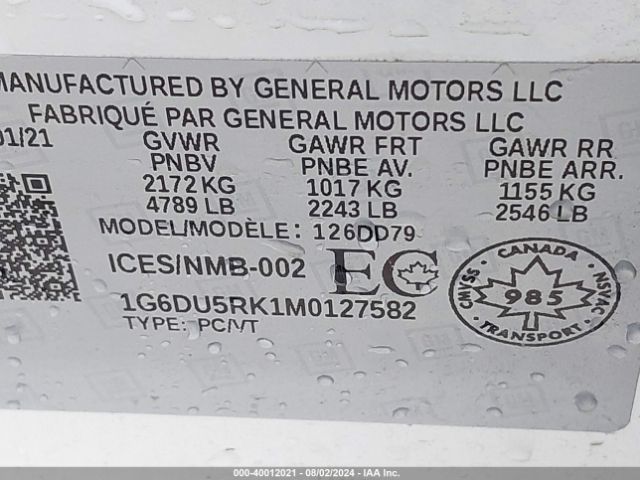 1G6DU5RK1M0127582 Cadillac Ct5 Sport