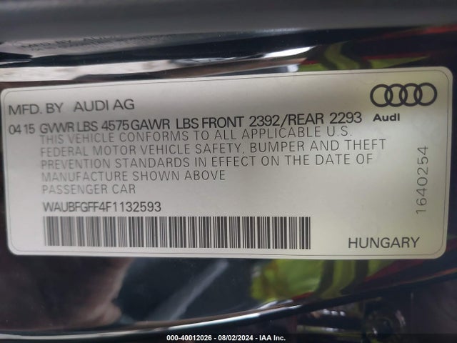 Audi A3 2.0t Premium 2015 WAUBFGFF4F1132593 Image 9