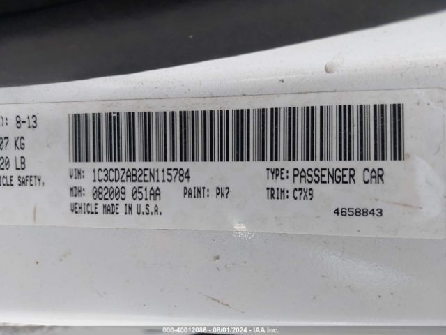 1C3CDZAB2EN115784 Dodge AVENGER SE